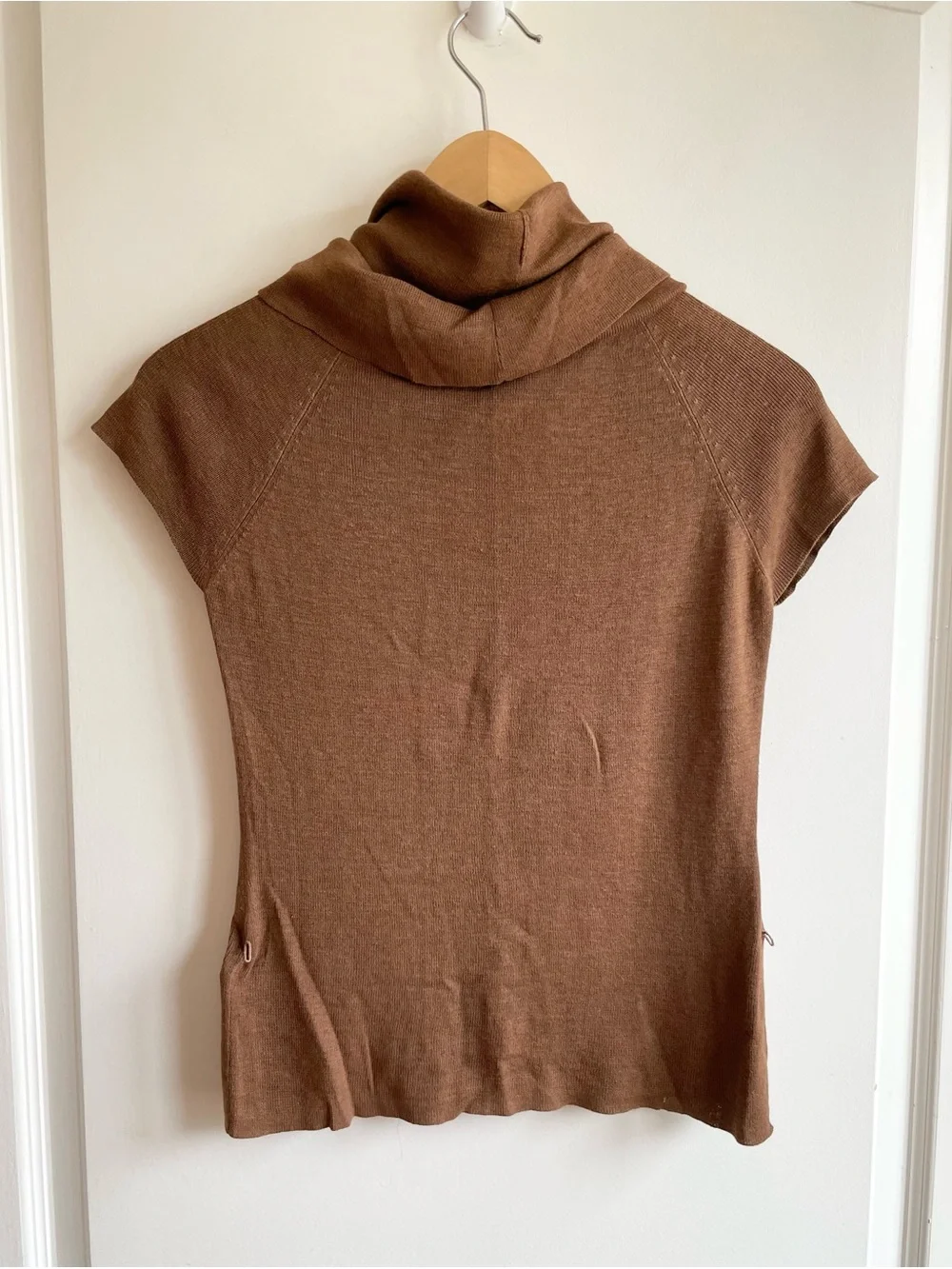 Vintage J.crew Womens Silk Cotton Cowl Neck Cap Sleeve Knit Top Y2K